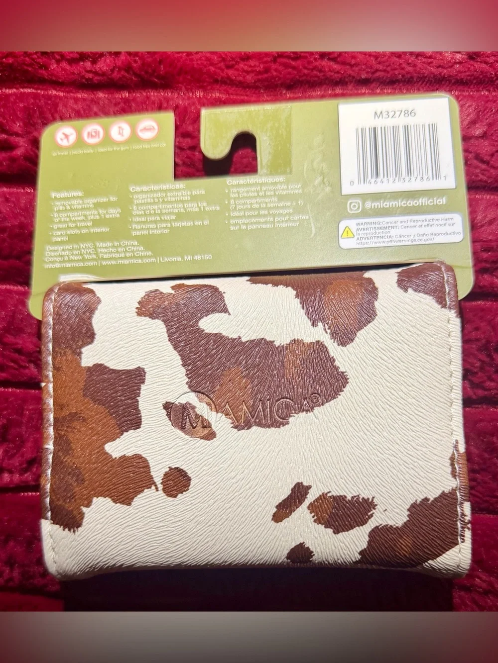 Miamica Brown & Cream Cowhide Pattern Pill Case